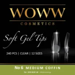 Soft Gel Tips Woww No6 Medium Coffin 240 τεμάχια