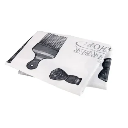 Μπέρτα Κουρέματος Barber Λευκή με Μαύρα Σχέδια